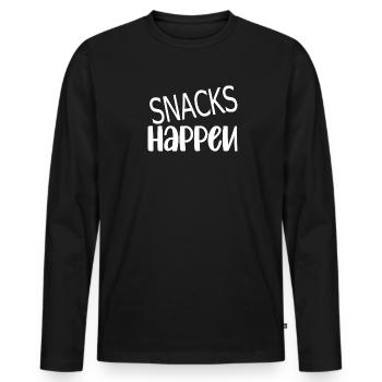 Snack Dîner Nourriture Affamé Snacking - T-shirt manches longues Premium bio Homme - noir - Devant - Nico (187cm)