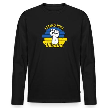 Ukraine Peace Flag No War - Men's Premium Organic Long Sleeve Shirt - black - Front - Nico (187cm)