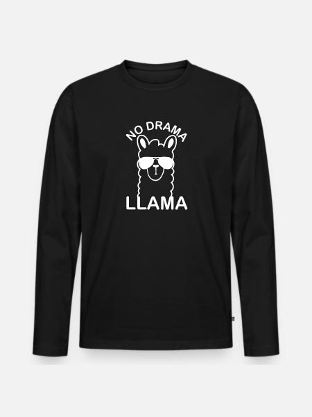 Funny Llama Animals Sunglasses - Men's Premium Organic Long Sleeve Shirt - black