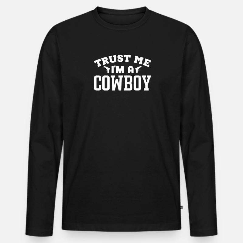 Cowboy - Männer Premium Bio Langarmshirt - Schwarz