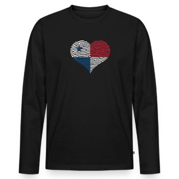 Panama heart flag flag Central America Canal - Men's Premium Organic Long Sleeve Shirt - black - Front - Nico (187cm)