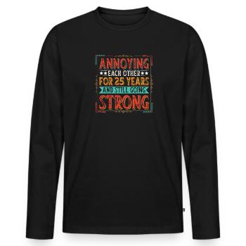 Noces d’argent 25 ans mariées Anniversaire de mariage - T-shirt manches longues Premium bio Homme - noir - Devant - Nico (187cm)