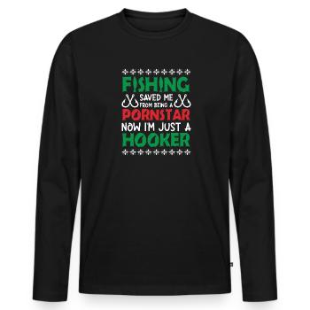 Thérapie Pêche de lac Carpe de lac Pêcheur Appât - T-shirt manches longues Premium bio Homme - noir - Devant - Nico (187cm)