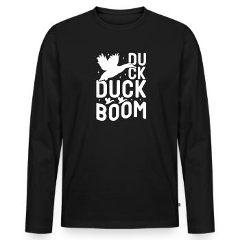 Chasse Chasseur Forêt Sauvage Chasse Canard Nature Cadeau - T-shirt manches longues Premium bio Homme - noir - Devant - Nico (187cm)
