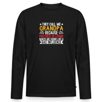 Grandpa the bad influence - Men's Premium Organic Long Sleeve Shirt - black - Front - Nico (187cm)