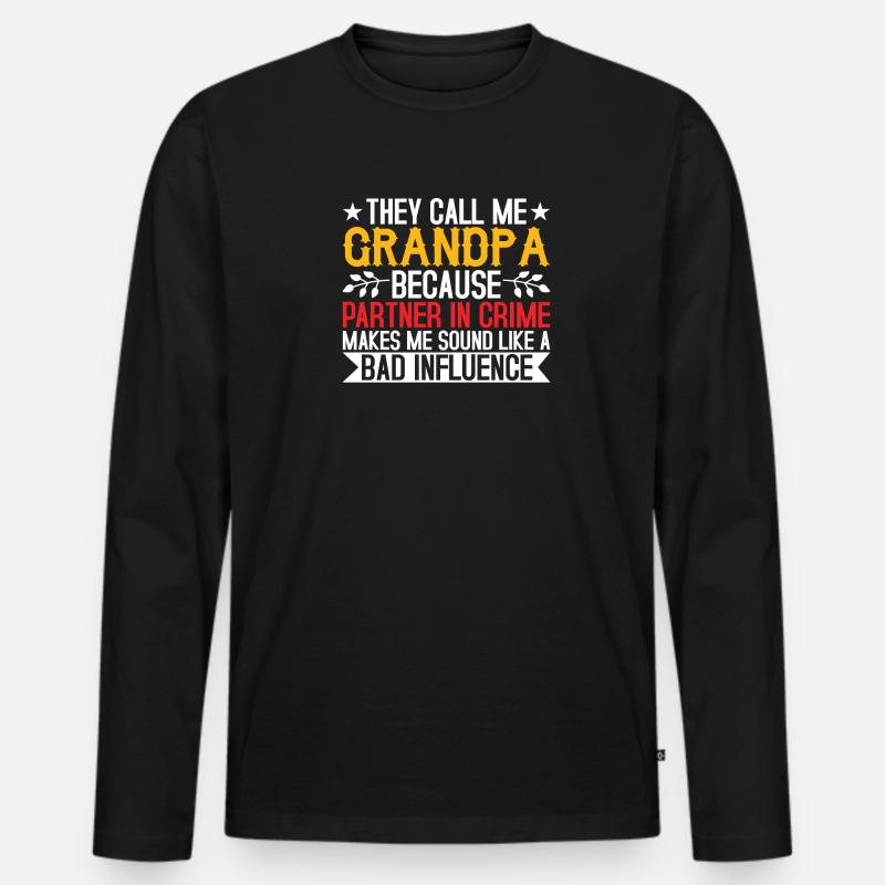 Opa der schlechte Einfluss - Männer Premium Bio Langarmshirt - Schwarz