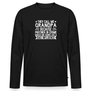 Grandpa the bad influence - Men's Premium Organic Long Sleeve Shirt - black - Front - Nico (187cm)