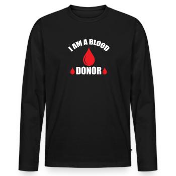 Don de sang Dons de sang Donneurs de sang - T-shirt manches longues Premium bio Homme - noir - Devant - Nico (187cm)