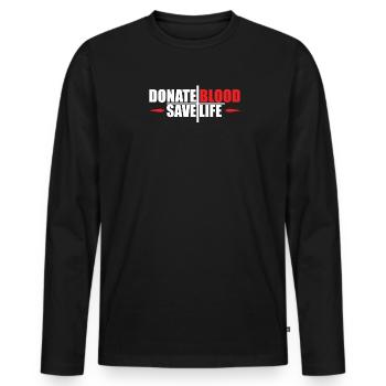 Don de sang Dons de sang Donneurs de sang - T-shirt manches longues Premium bio Homme - noir - Devant - Nico (187cm)