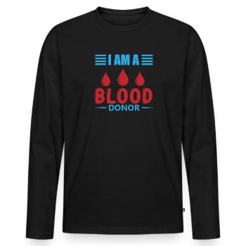 Don de sang Dons de sang Donneurs de sang - T-shirt manches longues Premium bio Homme - noir - Devant - Nico (187cm)