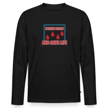 Don de sang Dons de sang Donneurs de sang - T-shirt manches longues Premium bio Homme - noir - Devant - Nico (187cm)