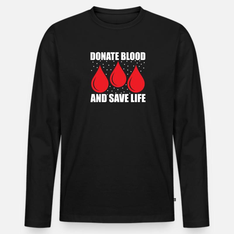 Blutspende Blutspenden Blutspender - Männer Premium Bio Langarmshirt - Schwarz