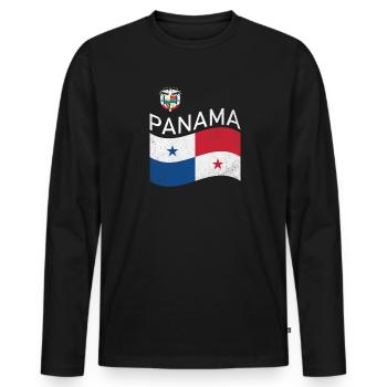 Panama heart flag flag Central America Canal - Men's Premium Organic Long Sleeve Shirt - black - Front - Nico (187cm)