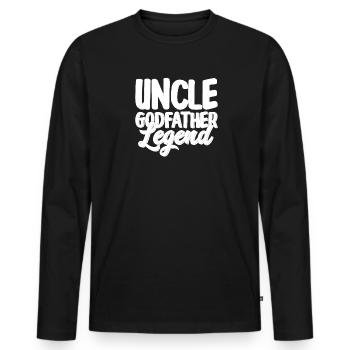 Parrain Filleul Cadeau Parrain Parrain Oncle - T-shirt manches longues Premium bio Homme - noir - Devant - Nico (187cm)