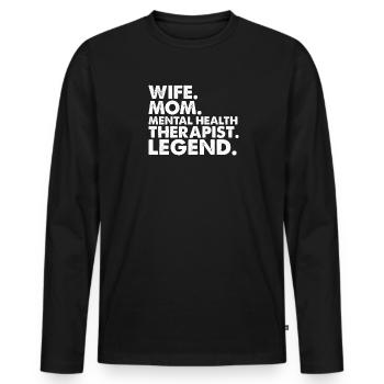 Mom Wife Psychotherapist Profession Gift - Men's Premium Organic Long Sleeve Shirt - black - Front - Nico (187cm)