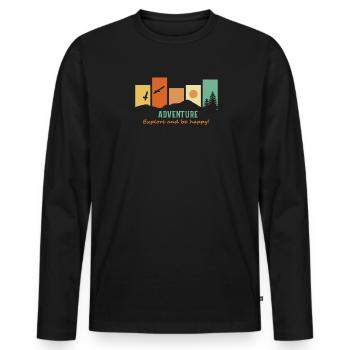 Wanderer Backpacker Abenteuer Wandern Entdecker - Männer Premium Bio Langarmshirt - Schwarz - Vorne - Nico (187cm)