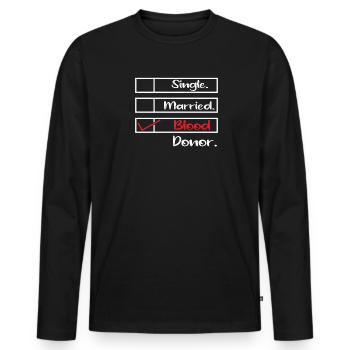 Don de sang Dons de sang Donneurs de sang - T-shirt manches longues Premium bio Homme - noir - Devant - Nico (187cm)
