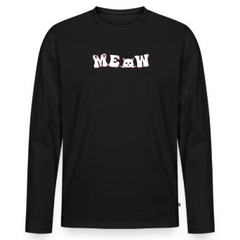 Cat Cats Pet Girl Cat Lady - Men's Premium Organic Long Sleeve Shirt - black - Front - Nico (187cm)