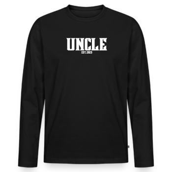 Onkel 2023 - Onkel werden - Männer Premium Bio Langarmshirt - Schwarz - Vorne - Nico (187cm)