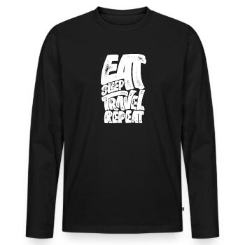 Boussole avec carte du monde, points cardinaux de la terre - T-shirt manches longues Premium bio Homme - noir - Devant - Nico (187cm)