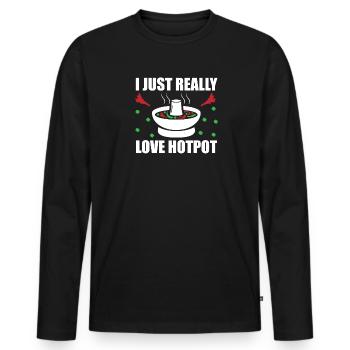 Chinesisches Fondue Feuertopf Hotpot - Männer Premium Bio Langarmshirt - Schwarz - Vorne - Nico (187cm)