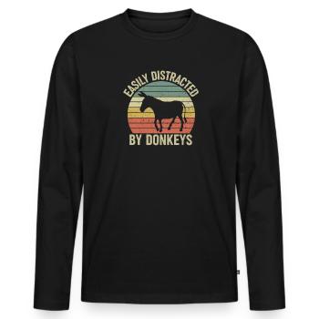 Âne âne âne propriétaire donkey porte-âne cadeau - T-shirt manches longues Premium bio Homme - noir - Devant - Nico (187cm)