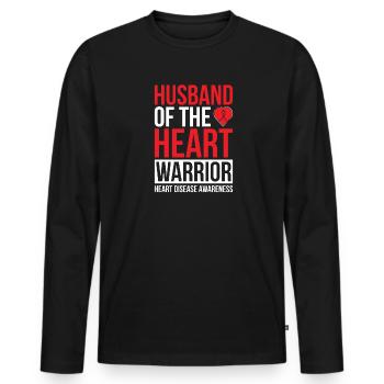 Heart Warrior Heart Disease Fighter Mari Wife - T-shirt manches longues Premium bio Homme - noir - Devant - Nico (187cm)