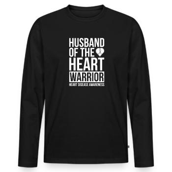 Heart Warrior Heart Disease Fighter Mari Wife - T-shirt manches longues Premium bio Homme - noir - Devant - Nico (187cm)