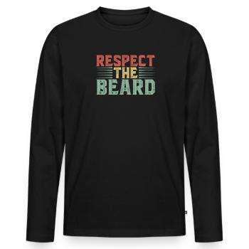 Barbe complète et porteur de barbe Cheveux de barbe Moustache - T-shirt manches longues Premium bio Homme - noir - Devant - Nico (187cm)