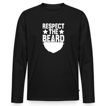 Barbe complète et porteur de barbe Cheveux de barbe Moustache - T-shirt manches longues Premium bio Homme - noir - Devant - Nico (187cm)