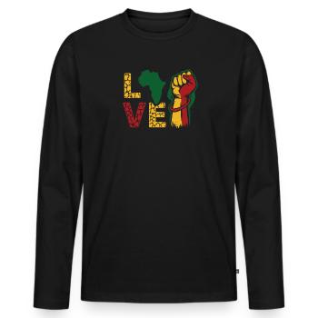 Je suis noir Histoire Noir - T-shirt manches longues Premium bio Homme - noir - Devant - Nico (187cm)