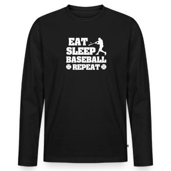 Baseball Heartbeat Player Pulse Frequency Sports - Men's Premium Organic Long Sleeve Shirt - black - Front - Nico (187cm)