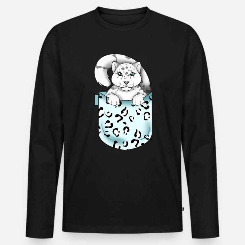 Schneeleopard - Männer Premium Bio Langarmshirt - Schwarz