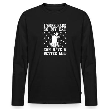 Cat Cats Pet Girl Cat Lady - Men's Premium Organic Long Sleeve Shirt - black - Front - Nico (187cm)