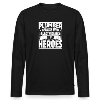 Ingénieur Chauffage Pompe Régulateur de pression Vanne Électricien - T-shirt manches longues Premium bio Homme - noir - Devant - Nico (187cm)