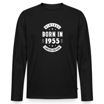 1955 - Année de construction 1955 - Né en 1955 - T-shirt manches longues Premium bio Homme - noir - Devant - Nico (187cm)
