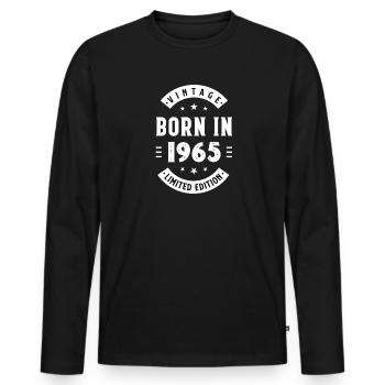 1965 - Baujahr 1965 - Jahrgang 1965 - Männer Premium Bio Langarmshirt - Schwarz - Vorne - Nico (187cm)
