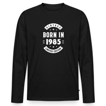 1985 - Year of construction 1985 - Born 1985 - Men's Premium Organic Long Sleeve Shirt - black - Front - Nico (187cm)