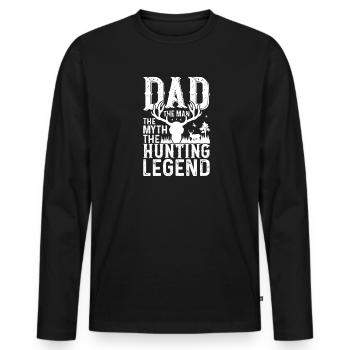 Hunter Papa Son Père Chasse Chasse - T-shirt manches longues Premium bio Homme - noir - Devant - Nico (187cm)