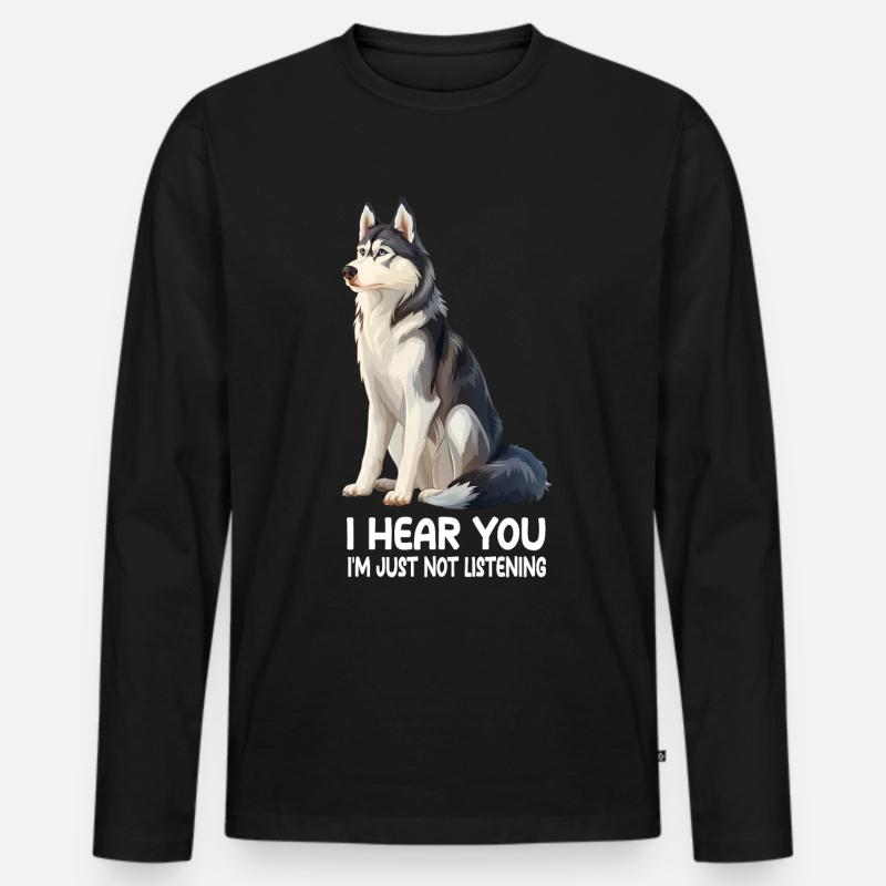 Husky - Männer Premium Bio Langarmshirt - Schwarz