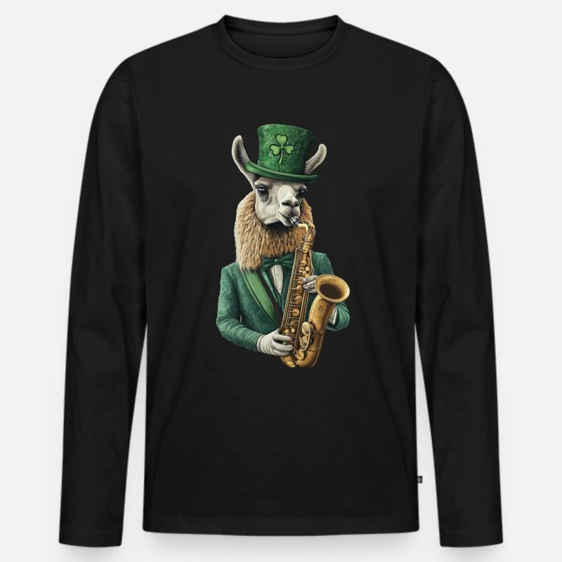 Lama - Männer Premium Bio Langarmshirt - Schwarz