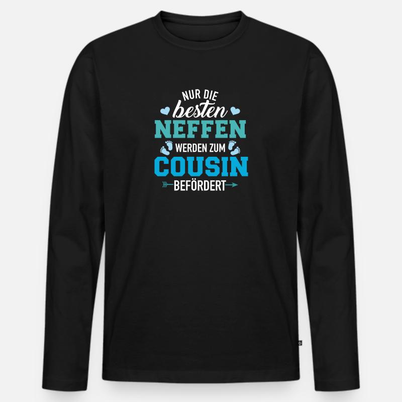 Cousin - Männer Premium Bio Langarmshirt - Schwarz
