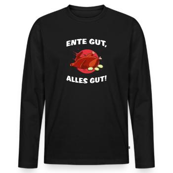Broiler "Ente gut alles gut" Brathähnchen Ente - Männer Premium Bio Langarmshirt - Schwarz - Vorne - Nico (187cm)