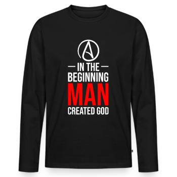 Rétro Atheist Anti Relegion Vintage Agnostique - T-shirt manches longues Premium bio Homme - noir - Devant - Nico (187cm)