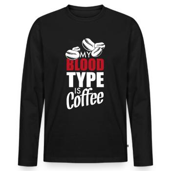 Kaffee Meine Blutgruppe ist Kaffee - Männer Premium Bio Langarmshirt - Schwarz - Vorne - Nico (187cm)