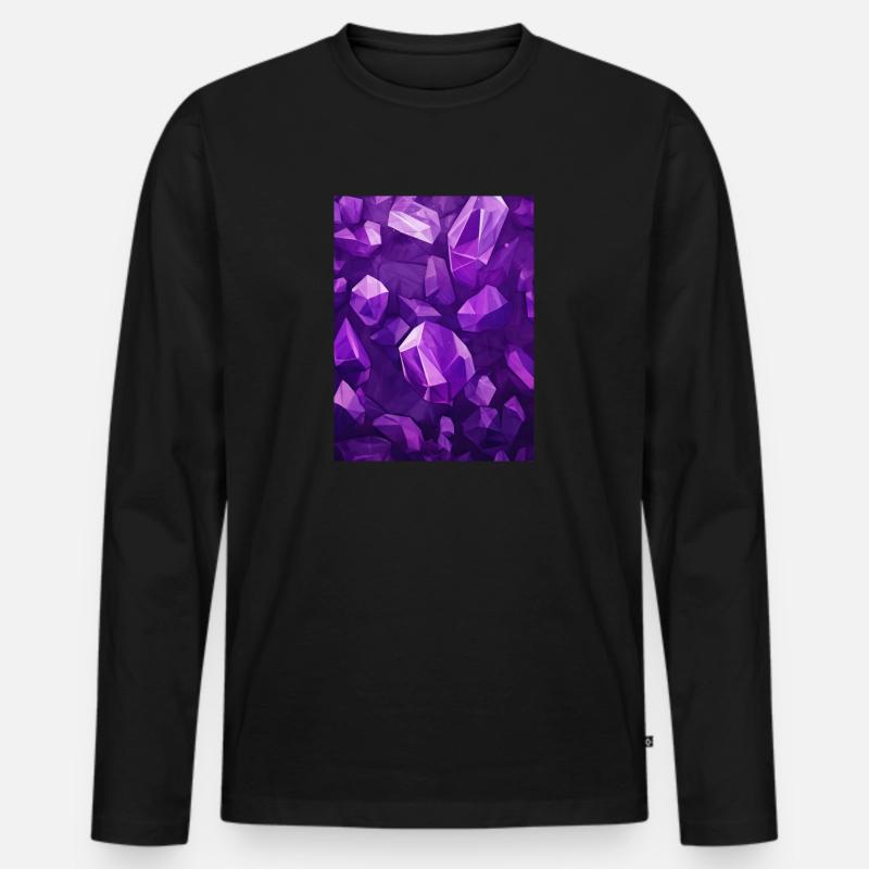 Amethyst Stein Muster - Männer Premium Bio Langarmshirt - Schwarz