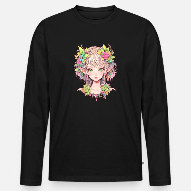 elfe anime mädchen - Männer Premium Bio Langarmshirt - Schwarz