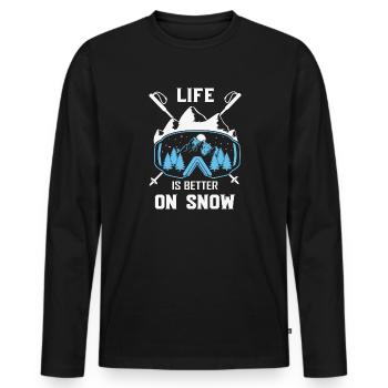 Winter Sports Life is better on Snow Skiing Ski - Männer Premium Bio Langarmshirt - Schwarz - Vorne - Nico (187cm)