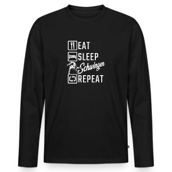 Eat Sleep Schwingen Repeat - Männer Premium Bio Langarmshirt - Schwarz - Vorne - Nico (187cm)