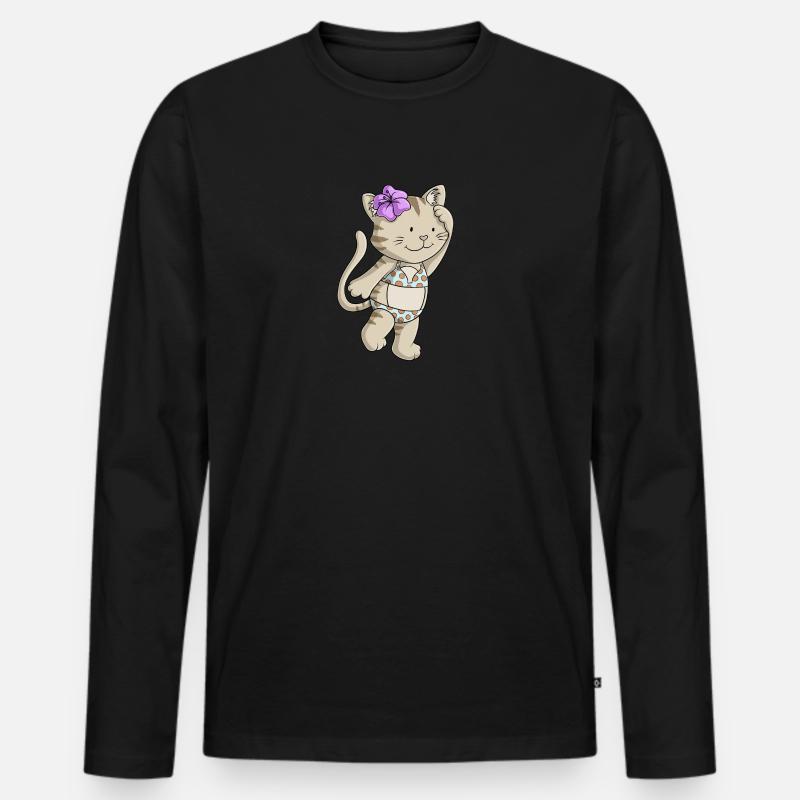 Bikini Katze Comic - Männer Premium Bio Langarmshirt - Schwarz